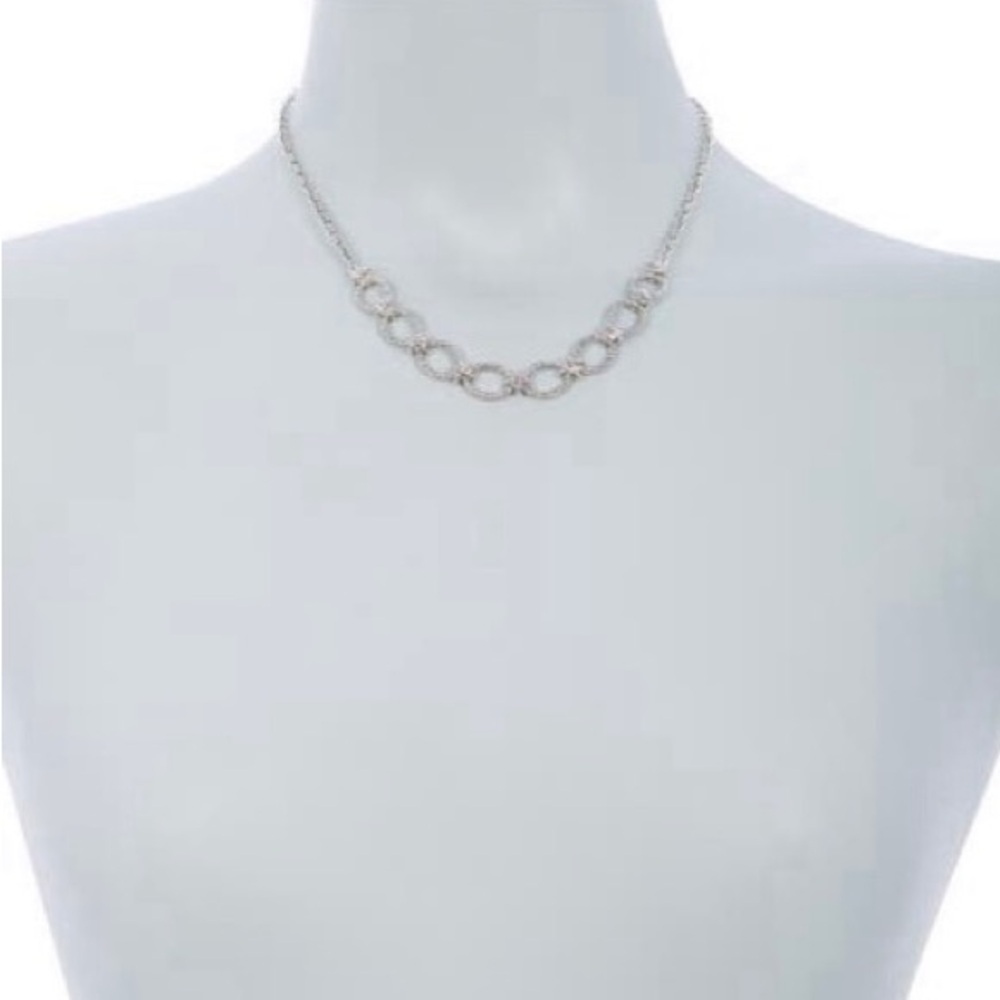 Lois Hill Sterling Silver Scroll Oval Link Star Station necklace - Picture 2 of 7